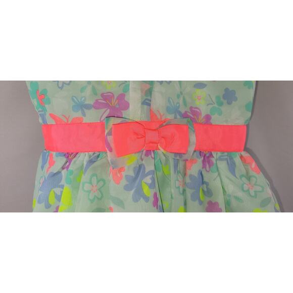 Blueberi Boulevard Girls Size 12 Green Floral Butterfly Bow Ruffle Party Dress - Picture 3 of 9